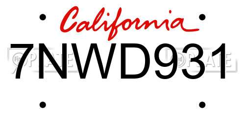 7NWD931 California License Plate