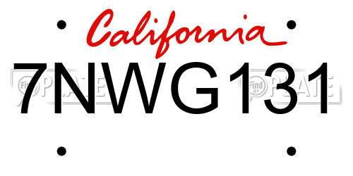 7NWG131 California License Plate