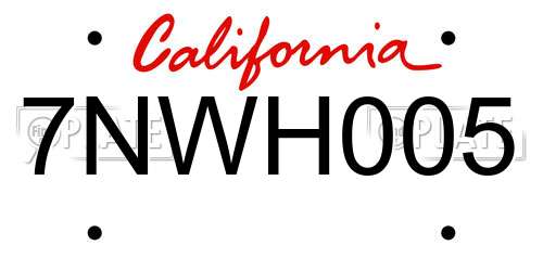 7NWH005 California License Plate
