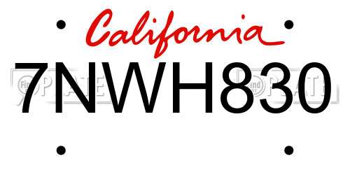 7NWH830 California License Plate