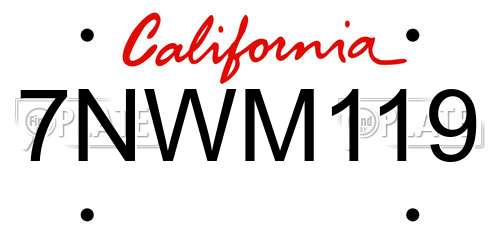 7NWM119 California License Plate