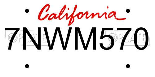 7NWM570 California License Plate