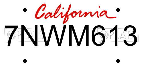 7NWM613 California License Plate