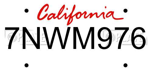 7NWM976 California License Plate