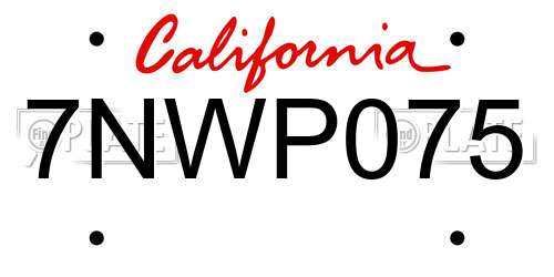 7NWP075 California License Plate