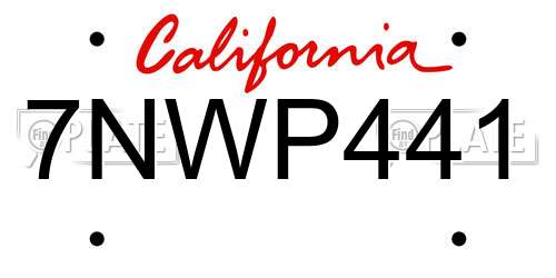7NWP441 California License Plate