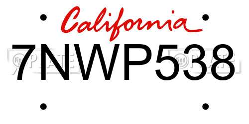 7NWP538 California License Plate