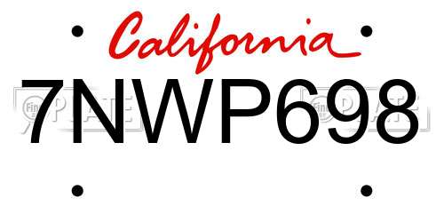 7NWP698 California License Plate