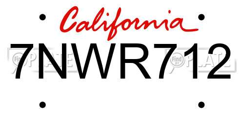 7NWR712 California License Plate