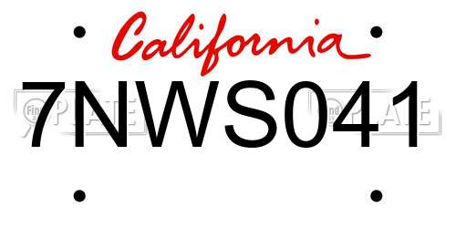 7NWS041 California License Plate