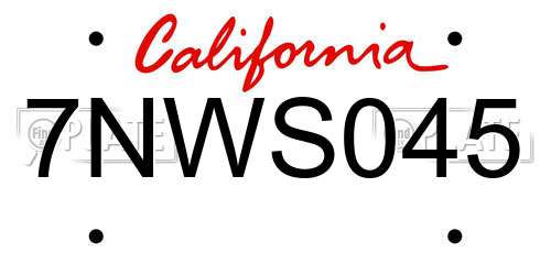 7NWS045 California License Plate