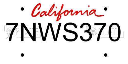 7NWS370 California License Plate
