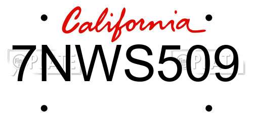 7NWS509 California License Plate