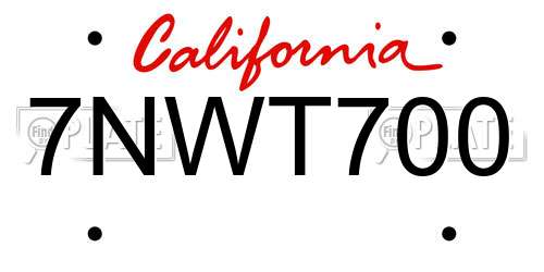 7NWT700 California License Plate