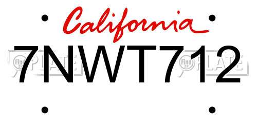 7NWT712 California License Plate