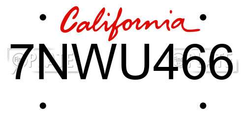 7NWU466 California License Plate
