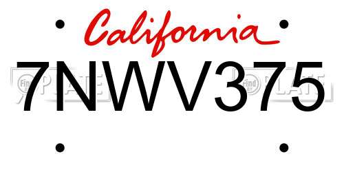 7NWV375 California License Plate