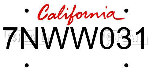 7NWW031 California License Plate