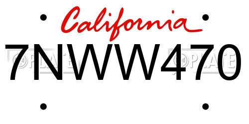 7NWW470 California License Plate
