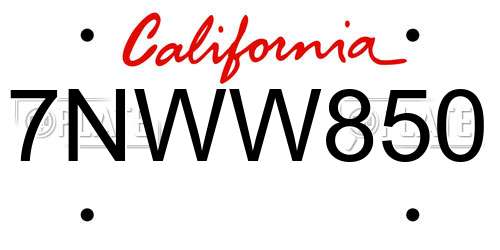 7NWW850 California License Plate