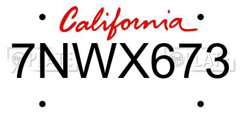 7NWX673 California License Plate