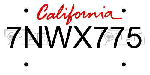 7NWX775 California License Plate