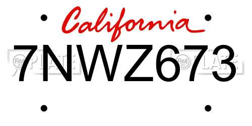 7NWZ673 California License Plate