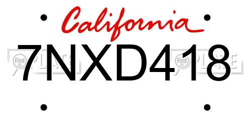 7NXD418 California License Plate