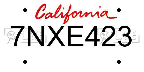 7NXE423 California License Plate