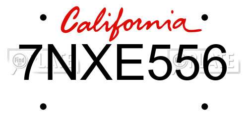 7NXE556 California License Plate