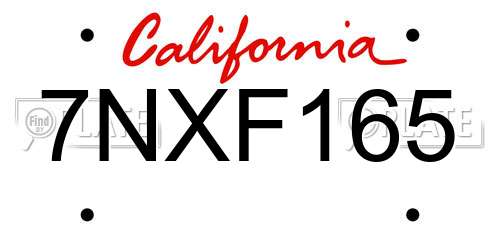 7NXF165 California License Plate