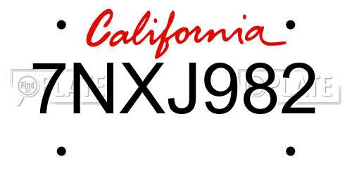 7NXJ982 California License Plate