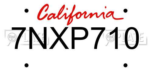 7NXP710 California License Plate
