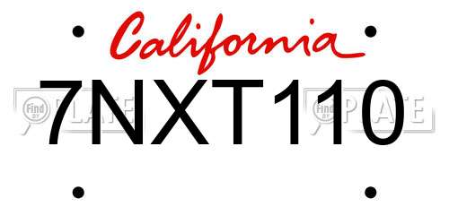 7NXT110 California License Plate