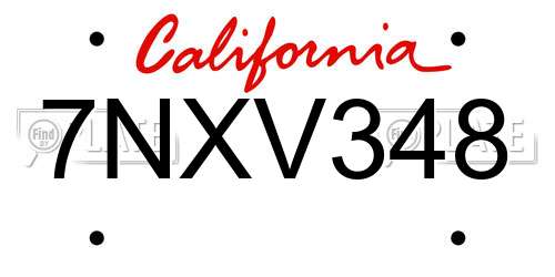7NXV348 California License Plate