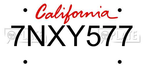 7NXY577 California License Plate