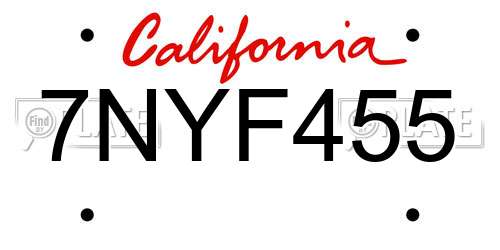 7NYF455 California License Plate