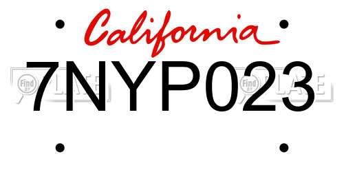 7NYP023 California License Plate
