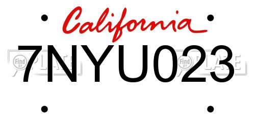 7NYU023 California License Plate