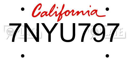7NYU797 California License Plate