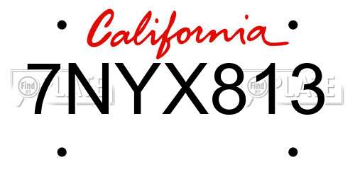 7NYX813 California License Plate