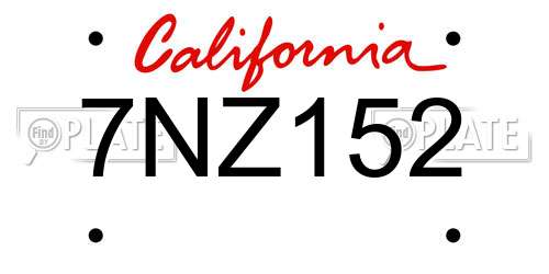 7NZ152 California License Plate