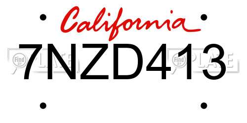 7NZD413 California License Plate