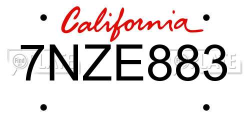 7NZE883 California License Plate