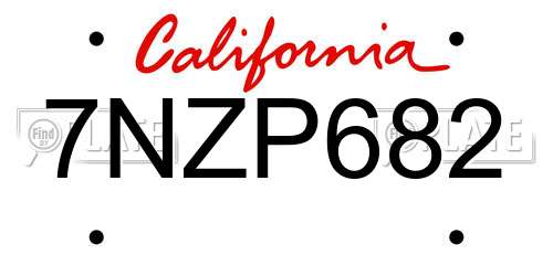 7NZP682 California License Plate