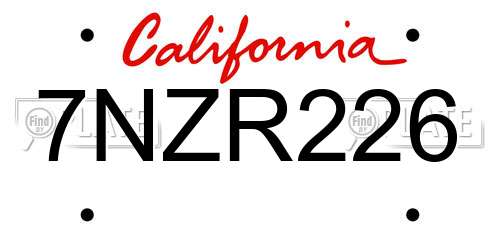 7NZR226 California License Plate