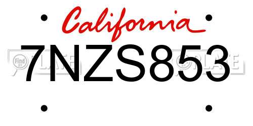 7NZS853 California License Plate