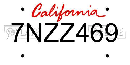 7NZZ469 California License Plate