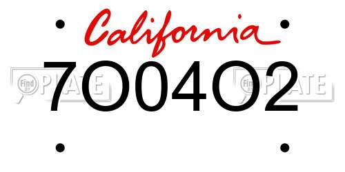 7O04O2 California License Plate