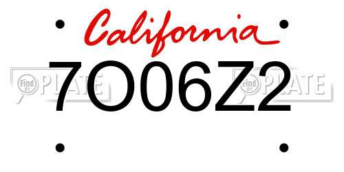7O06Z2 California License Plate